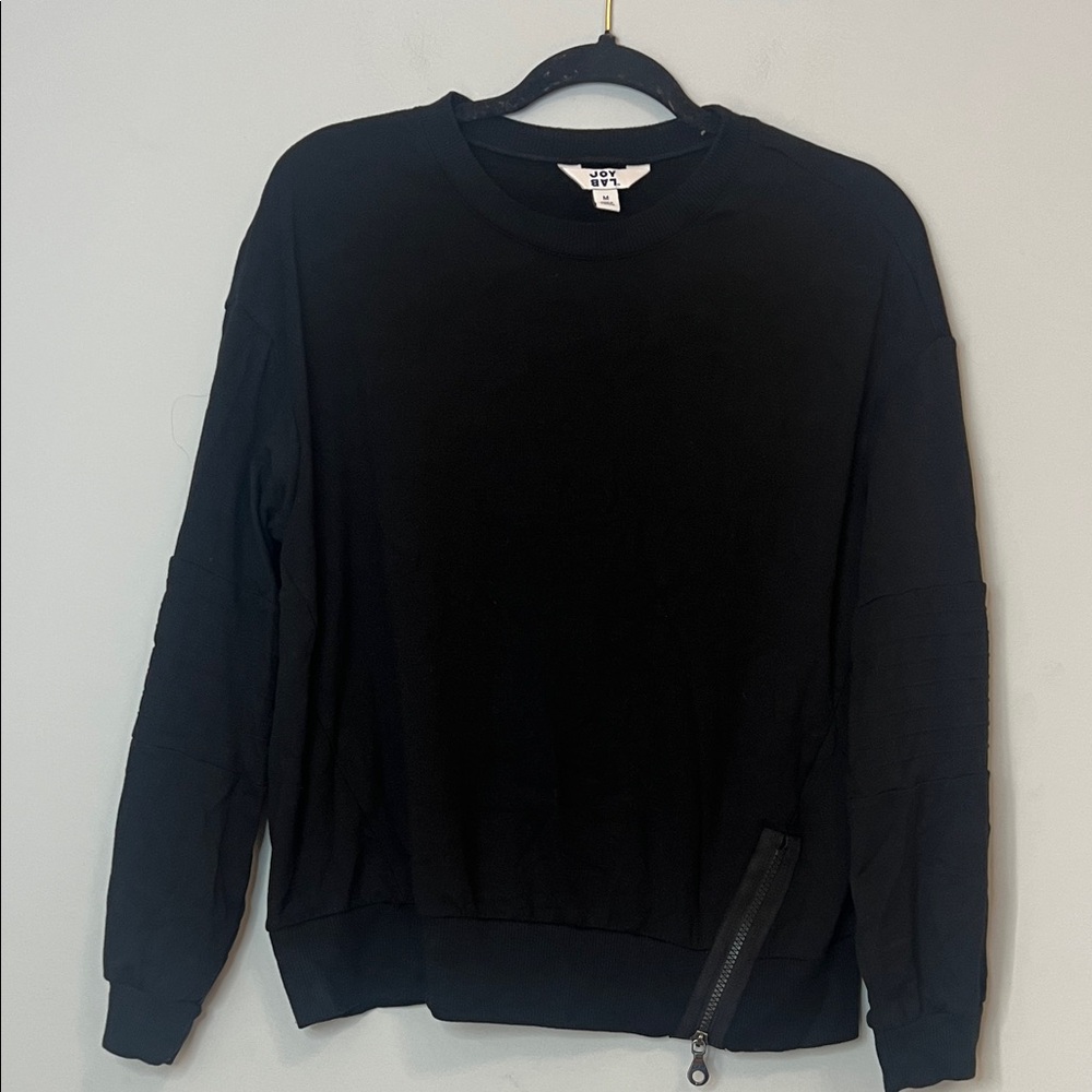 JoyLab Women's Black Crewneck Sweatshirt with Zipper Accent Size Medium